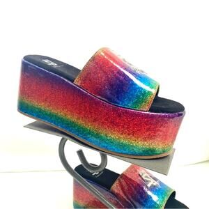 Shane Justin Rainbow Platform Glitter Sandals Size 39/ US 8.5